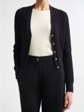 St. John Black Button-Front Knit Cardigan 1022